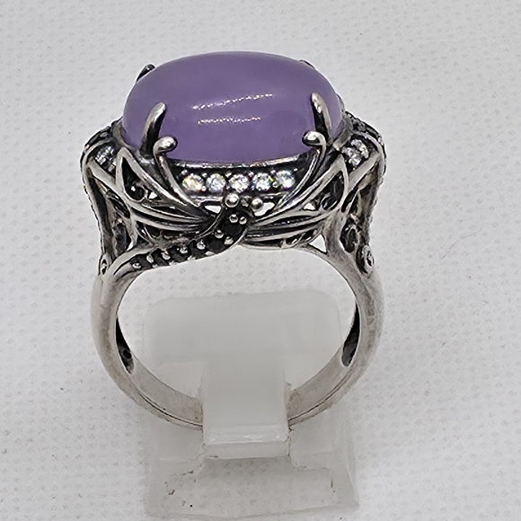 Estate Jewelry - Host Pick EXTREMELY RARE Estate Designer Signed Lilac Jade, White Topaz Ring